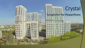  Presentation with complex - Slides with regional development - colorful apartment complex and park background and a  colored foreground