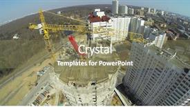  Presentation with regional development - Presentation design with regional development - construction of a new building background and a coral colored foreground