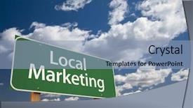  Presentation with marketing - Colorful presentation enhanced with regional development - local marketing green road sign backdrop and a light blue colored foreground