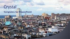  Presentation with regional development - Presentation theme featuring regional development - old havana slum sunny day background and a sky blue colored foreground