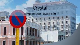  Presentation with regional development - Presentation design featuring regional development - road sign on a city background and a light blue colored foreground