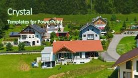  Presentation with regional development - Amazing theme having regional development - several houses in a village backdrop and a tawny brown colored foreground
