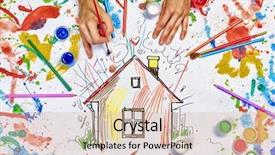  Presentation with regional development - Cool new slide set with regional development - top view of hands drawing backdrop and a lemonade colored foreground