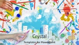  Presentation with regional development - Amazing presentation design having regional development - top view of people hands backdrop and a light blue colored foreground