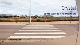  Presentation with pedestrian crossing - Audience pleasing PPT layouts consisting of regional economics - pedestrian crossing in abandoned housing backdrop and a sky blue colored foreground