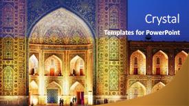  Presentation with registan - Beautiful slides featuring registan-square-in-samarkand-madrasah backdrop and a cobalt blue colored foreground
