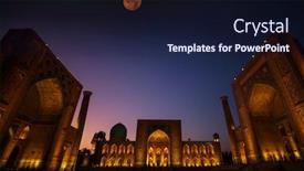  Presentation with registan - Audience pleasing PPT theme consisting of registan-square-in-samarkand-madrasah backdrop and a wine colored foreground