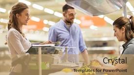  Presentation with consumerism - Amazing slide set having register and paying cash money backdrop and a coral colored foreground