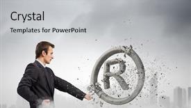  Presentation with trademark - Amazing PPT layouts having stone trademark with karate punch backdrop and a light gray colored foreground