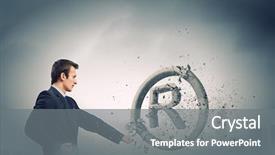  Presentation with trademark - Presentation theme having angry businessman crashing stone trademark with karate punch background and a gray colored foreground