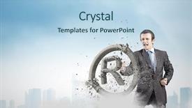  Presentation with trademark - Audience pleasing theme consisting of angry businessman crashing stone trademark with karate punch backdrop and a light blue colored foreground