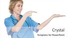 Presentation with lady - PPT theme with registered nurse - attractive lady doctor indicating your background and a  colored foreground