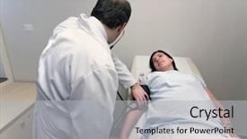  Presentation with third - Slide set having registered nurse - pregnant woman receives a checkup background and a light gray colored foreground