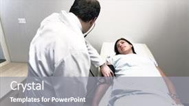  Presentation with third - Beautiful presentation theme featuring registered nurse - pregnant woman receives a checkup backdrop and a gray colored foreground