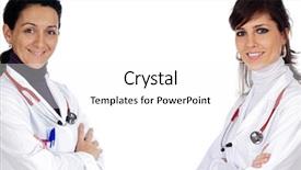  Presentation with two black women - Amazing PPT theme having registered nurse - two doctor women backdrop and a white colored foreground
