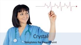  Presentation with graphic - Audience pleasing presentation theme consisting of registered nurse - woman doctor drawing a graphic backdrop and a light blue colored foreground