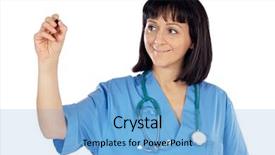  Presentation with floral border over white - Colorful slides enhanced with registered nurse - woman doctor writing backdrop and a light blue colored foreground
