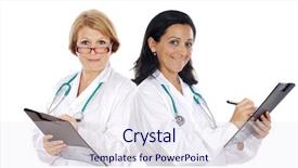  Presentation with floral border over white - Theme consisting of registered nurse - woman doctors writing background and a sky blue colored foreground