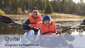  Presentation with lake front - Slides enhanced with reglage en aviron - father and son kayaking background and a light blue colored foreground