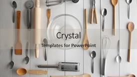  Presentation with cutlery - Colorful theme enhanced with reglage en aviron - glass bowl and kitchen cutlery backdrop and a light gray colored foreground