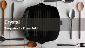  Presentation with cutlery easter table setting - Colorful presentation design enhanced with reglage en aviron - grill pan and cutlery backdrop and a dark gray colored foreground