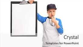  Presentation with sports coach - Beautiful presentation design featuring regression - angry female sports coach holding backdrop and a white colored foreground