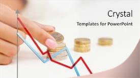  Presentation with hand saving - Colorful theme enhanced with regression - business finances crisis people backdrop and a white colored foreground