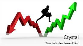  Presentation with arrows - Presentation consisting of regression - businessman silhouette against red background and a white colored foreground