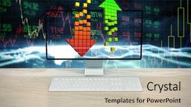  Presentation with desk - PPT theme enhanced with regression - computer over a desk background and a soft green colored foreground