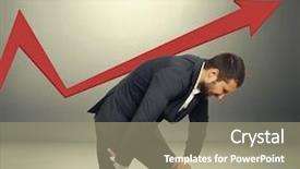  Presentation with pointer - PPT theme with regression - fatigued businessman supporting red pointer background and a coral colored foreground