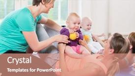  Presentation with mother child - Slide deck having regression - women and their babies background and a coral colored foreground