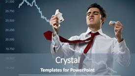  Presentation with declining - PPT theme enhanced with regression - young businessman getting mad behind background and a ocean colored foreground