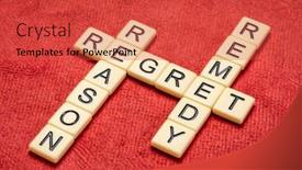  Presentation with crisis management - Audience pleasing presentation theme consisting of regret-reason-remedy-crossword backdrop and a red colored foreground