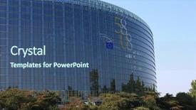  Presentation with european parliament - PPT theme with regroup - european parliament in strasbourg france background and a ocean colored foreground