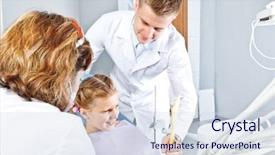  Presentation with mirror - Slides having regular checkup - dentist holding mirror background and a sky blue colored foreground