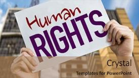  Presentation with human rights - Slide deck with regular expression - human rights placard with cityscape background and a coral colored foreground