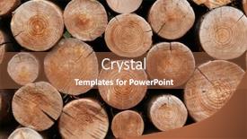  Presentation with pile of stacked firewood prepared - Cool new PPT theme with regularly-arranged-firewood-for-background backdrop and a red colored foreground