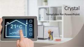  Presentation with smart temperature - Audience pleasing PPT theme consisting of regulation - smart home and technology concept backdrop and a light gray colored foreground