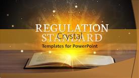  Presentation with standing out in the crowd - Amazing PPT layouts having regulation-standard-inscription-coming-out backdrop and a gold colored foreground