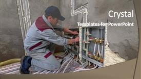  Presentation with biology circulatory system - Colorful presentation theme enhanced with regulator - pipefitter installing system of heating backdrop and a gray colored foreground