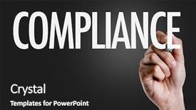  Presentation with compliance - Slide deck consisting of regulatory - hand writing the text compliance background and a dark gray colored foreground