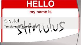  Presentation with name - Slide deck consisting of regulatory - hello my name is stimulus background and a light gray colored foreground