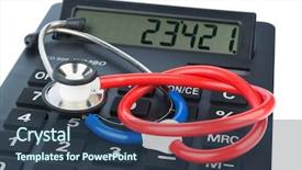  Presentation with medical billing - Slide set consisting of regulatory - stethoscope and calculator photo icon background and a ocean colored foreground