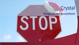  Presentation with road stop sign - PPT theme having regulatory - stop sign red stop sign background and a sky blue colored foreground