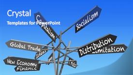  Presentation with economy - Presentation theme with regulatory - word economy concept signs post background and a cobalt blue colored foreground