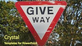  Presentation with give - Presentation theme enhanced with regulatory signs give way traffic background and a tawny brown colored foreground