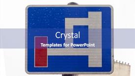  Presentation with traffic road - Presentation theme consisting of regulatory signs no through road aka as dead end or no exit road traffic sign background and a ocean colored foreground