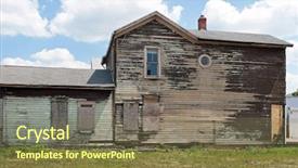 Presentation with house - Audience pleasing PPT layouts consisting of rehabilitating housing - dilapidated wooden house backdrop and a tawny brown colored foreground