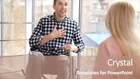  Presentation with housing - Cool new slide set with rehabilitating housing - mature woman talking to young backdrop and a coral colored foreground