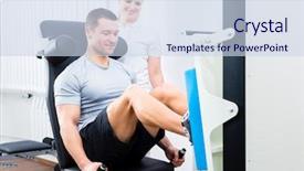  Presentation with physical exercises - Cool new theme with rehabilitation - patient at the physiotherapy doing backdrop and a sky blue colored foreground